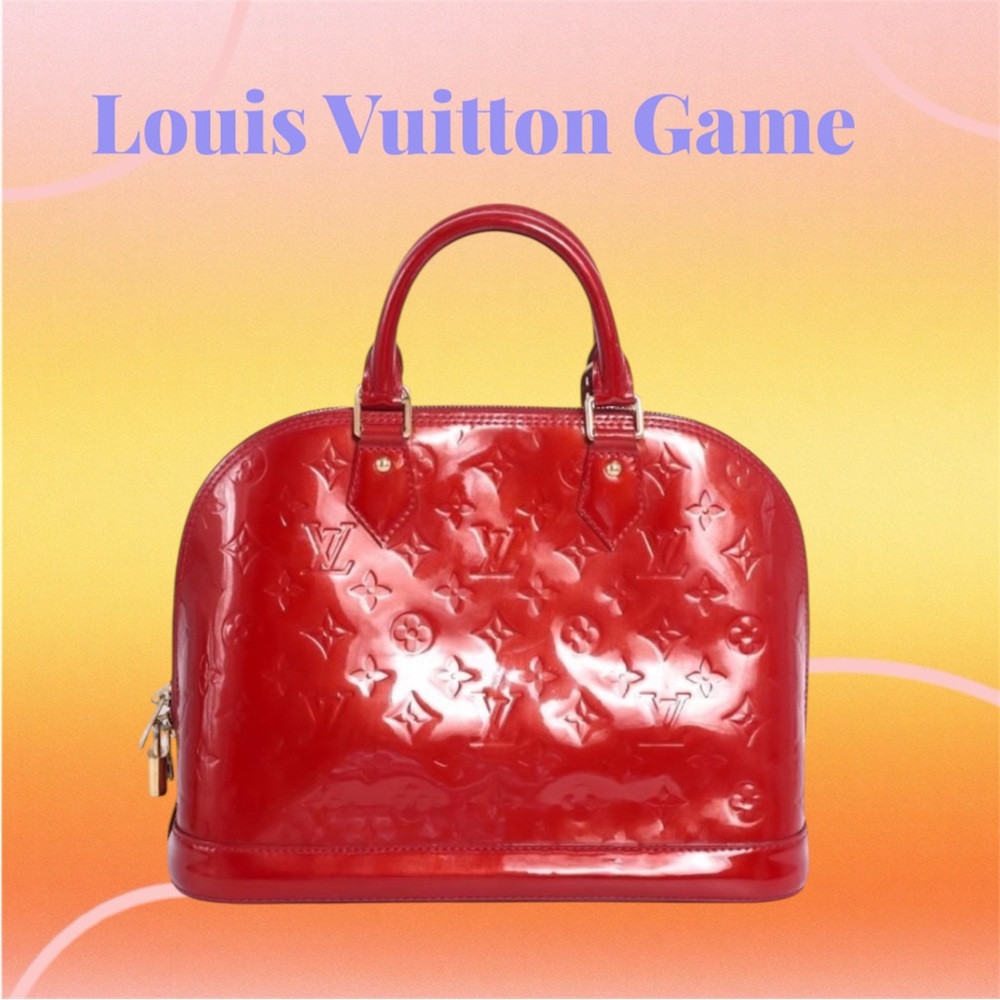 Louis Vuitton Red Glossy Satchel with Structured Design